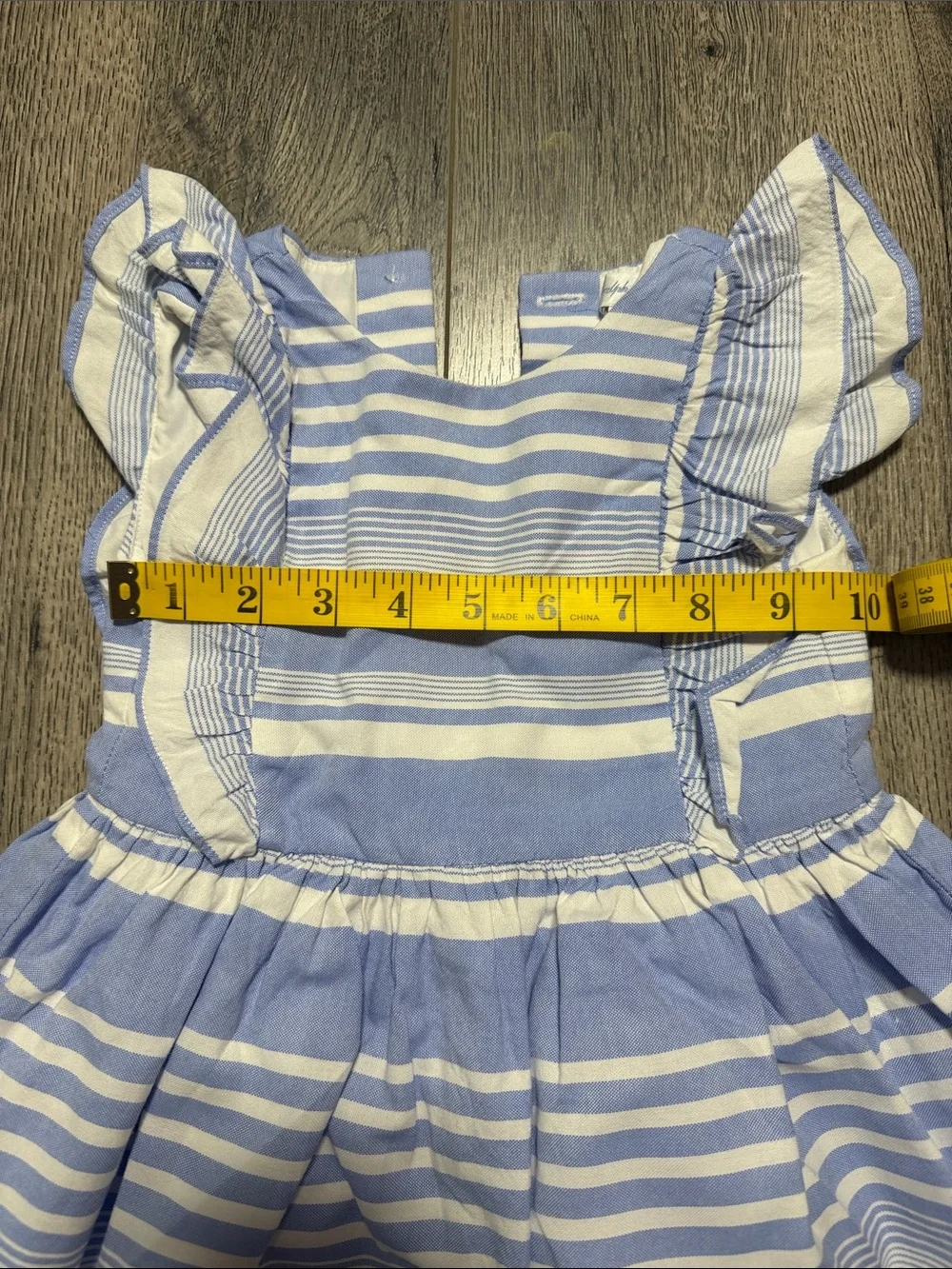 Ralph Lauren Blue and White Striped Flutter-Sleeve Dress